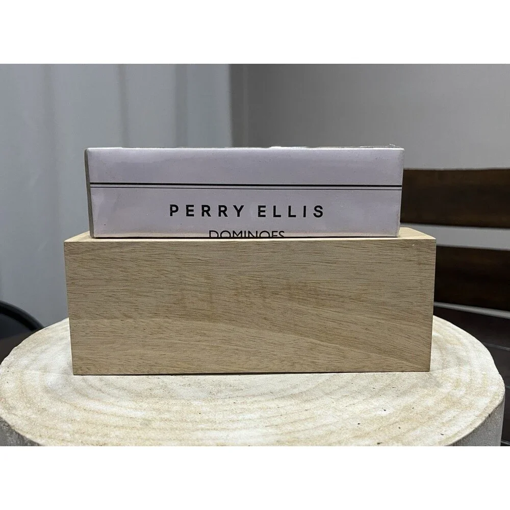 Perry Ellis Mango Wood Dominoes Set New And Sealed